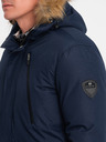 Ombre Clothing Dunkelblaue Herren Winterjacke mit Kunstpelz Ombre Clothing Alaskan