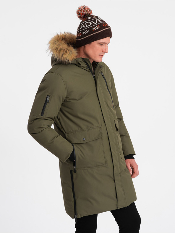 Ombre Clothing Herren Winterjacke mit grünem Kunstpelz Ombre Clothing Alaskan