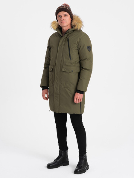 Ombre Clothing Herren Winterjacke mit grünem Kunstpelz Ombre Clothing Alaskan