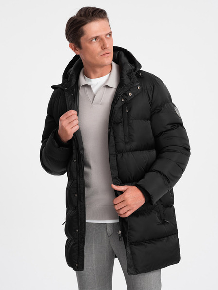 Ombre Clothing Schwarzer Herren Winter Steppmantel Ombre Clothing
