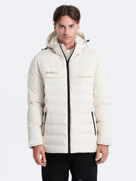 Ombre Clothing Cremefarbene Herren Steppwinterjacke Ombre Kleidung
