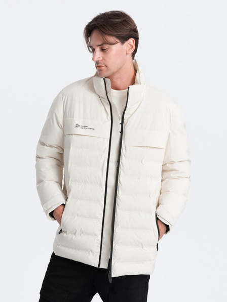 Ombre Clothing Cremefarbene Herren Steppwinterjacke Ombre Kleidung