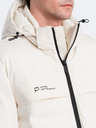 Ombre Clothing Cremefarbene Herren Steppwinterjacke Ombre Kleidung