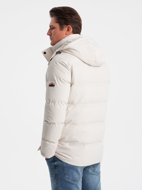Ombre Clothing Creme Herren Steppwinterjacke mit Kapuze Ombre Kleidung