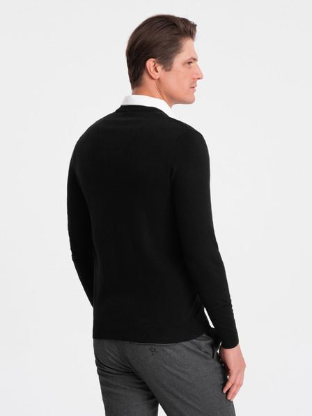 Ombre Clothing Schwarzer Herren Pullover mit Hemdkragen Ombre Kleidung