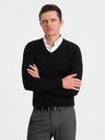 Ombre Clothing Schwarzer Herren Pullover mit Hemdkragen Ombre Kleidung