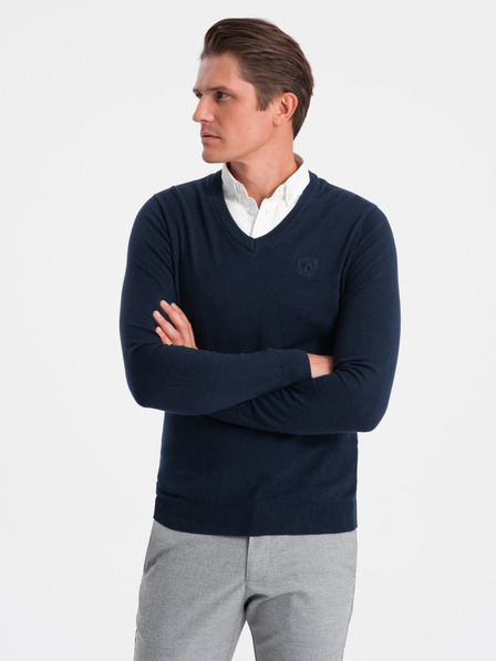 Ombre Clothing Dunkelblauer Herren Pullover mit Hemdkragen Ombre Kleidung
