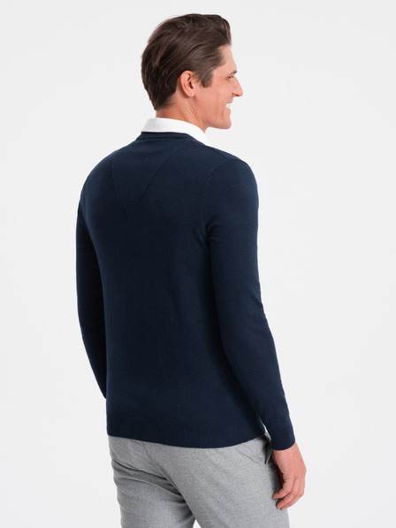 Ombre Clothing Dunkelblauer Herren Pullover mit Hemdkragen Ombre Kleidung