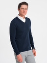 Ombre Clothing Dunkelblauer Herren Pullover mit Hemdkragen Ombre Kleidung