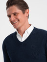 Ombre Clothing Dunkelblauer Herren Pullover mit Hemdkragen Ombre Kleidung
