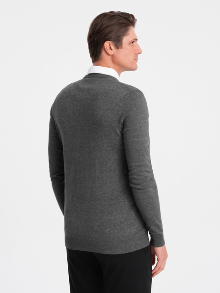 Ombre Clothing Grau Herren Pullover mit Hemdkragen Ombre Kleidung