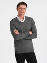 Ombre Clothing Grau Herren Pullover mit Hemdkragen Ombre Kleidung