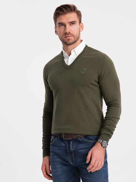 Ombre Clothing Grün Herren Hemdkragen Pullover Ombre Kleidung