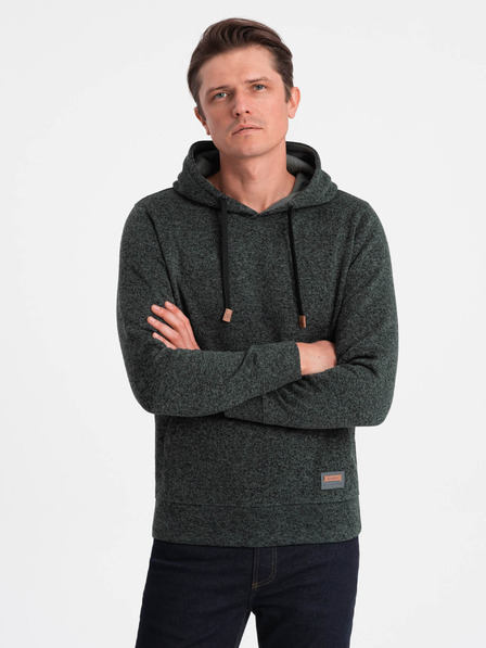 Ombre Clothing Dunkelgrün gestromter Herren-Kapuzenpullover Ombre Clothing