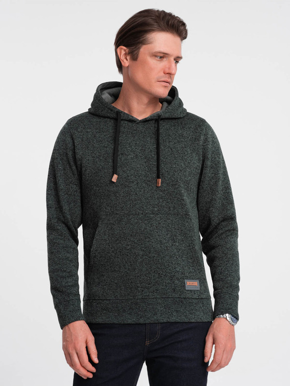 Ombre Clothing Dunkelgrün gestromter Herren-Kapuzenpullover Ombre Clothing