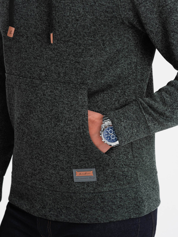 Ombre Clothing Dunkelgrün gestromter Herren-Kapuzenpullover Ombre Clothing