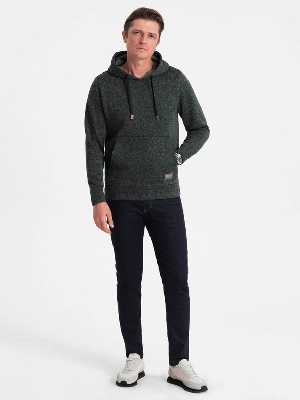 Ombre Clothing Dunkelgrün gestromter Herren-Kapuzenpullover Ombre Clothing