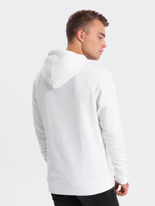 Ombre Clothing Weißer Herren-Kapuzenpullover mit Druck Ombre Clothing