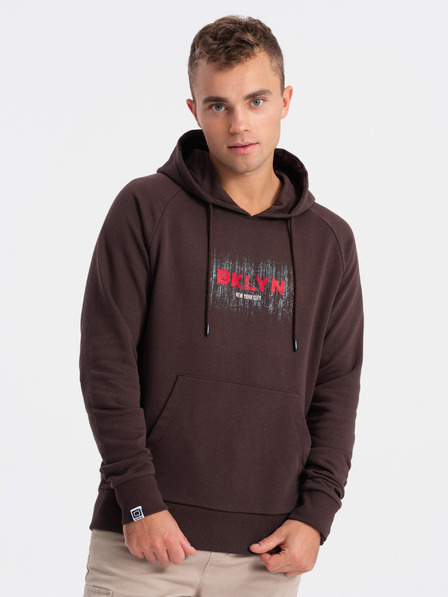 Ombre Clothing Dunkelbraunes bedrucktes Sweatshirt für Männer Ombre Clothing