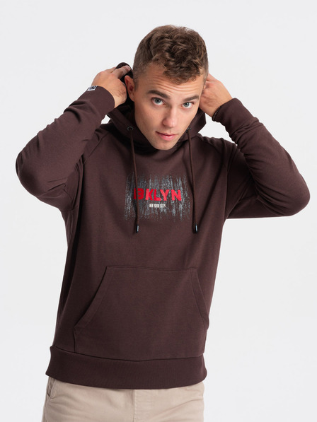 Ombre Clothing Dunkelbraunes bedrucktes Sweatshirt für Männer Ombre Clothing