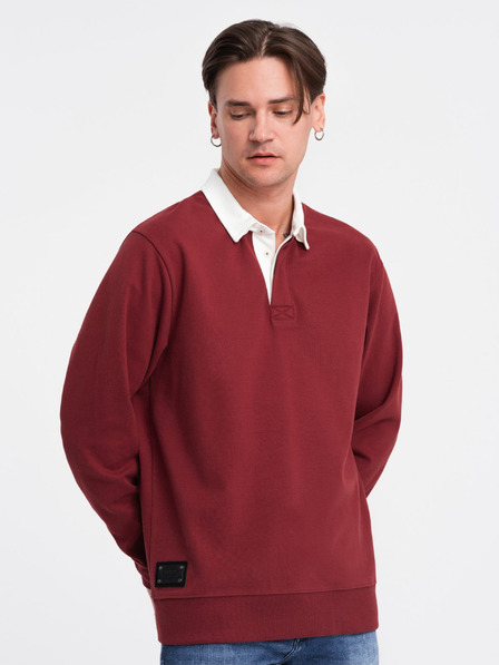 Ombre Clothing Herren Sweatshirt mit bordeauxfarbenem Kragen Ombre Clothing