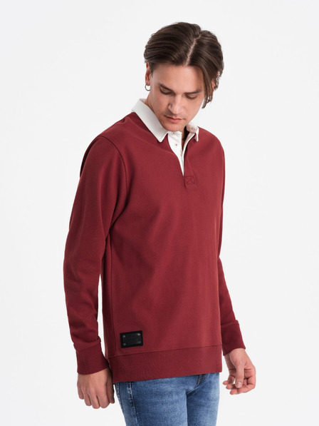 Ombre Clothing Herren Sweatshirt mit bordeauxfarbenem Kragen Ombre Clothing