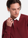 Ombre Clothing Herren Sweatshirt mit bordeauxfarbenem Kragen Ombre Clothing