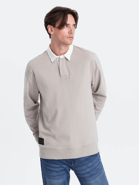 Ombre Clothing Hellgrau Herren Kragen Sweatshirt Ombre Kleidung