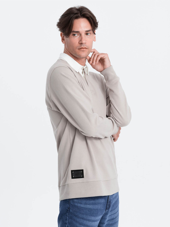 Ombre Clothing Hellgrau Herren Kragen Sweatshirt Ombre Kleidung