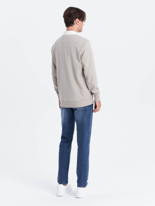 Ombre Clothing Hellgrau Herren Kragen Sweatshirt Ombre Kleidung