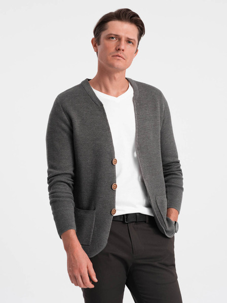 Ombre Clothing Graue Herren Strickjacke mit Taschen Ombre Clothing