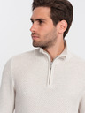 Ombre Clothing Cremefarbener Herren Kragenpullover Ombre Clothing