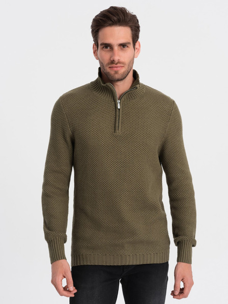 Ombre Clothing Khaki Herren Kragenpullover Ombre Clothing