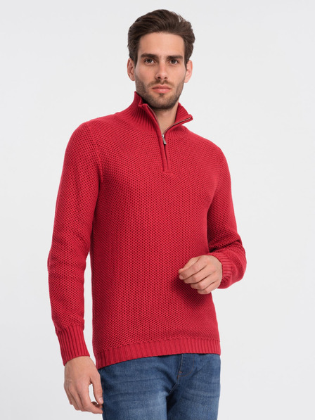 Ombre Clothing Rot Herren Kragenpullover Ombre Kleidung