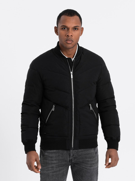 Ombre Clothing Schwarzer Herren Steppbomber Ombre Clothing