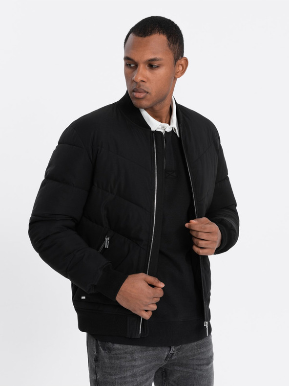 Ombre Clothing Schwarzer Herren Steppbomber Ombre Clothing