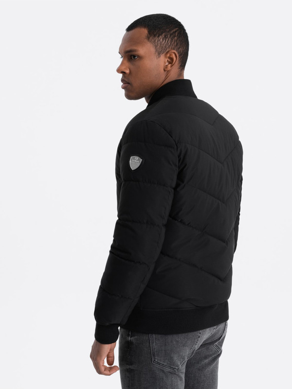 Ombre Clothing Schwarzer Herren Steppbomber Ombre Clothing