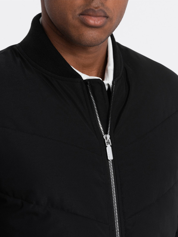 Ombre Clothing Schwarzer Herren Steppbomber Ombre Clothing