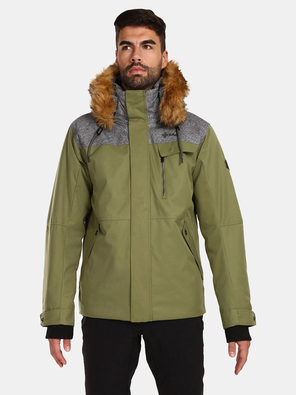 Kilpi Khakifarbene Herren-Winterjacke mit Fellimitat Kilpi ALPHA