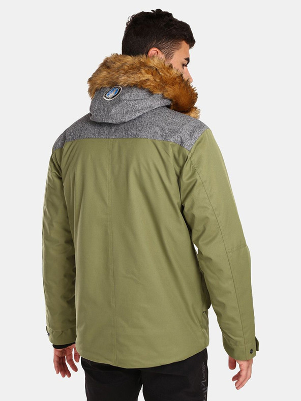 Kilpi Khakifarbene Herren-Winterjacke mit Fellimitat Kilpi ALPHA