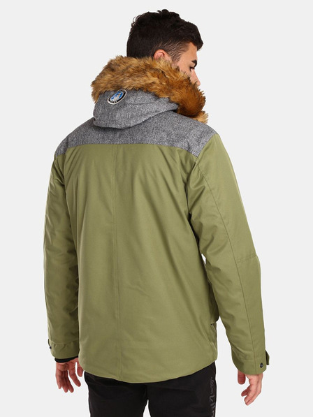 Kilpi Khakifarbene Herren-Winterjacke mit Fellimitat Kilpi ALPHA