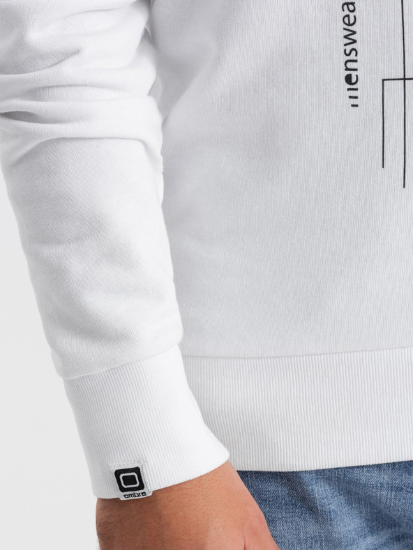 Ombre Clothing Weißer Herren-Kapuzenpullover mit Druck Ombre Clothing