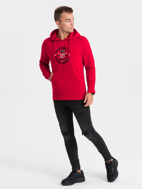Ombre Clothing Rotes bedrucktes Herren Sweatshirt Ombre Kleidung