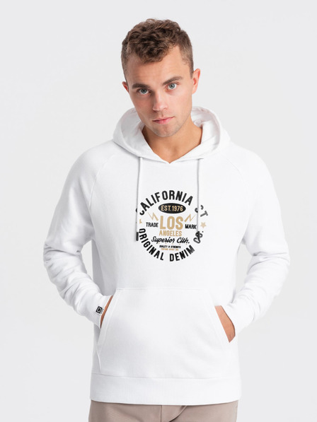 Ombre Clothing Weißer Herren-Kapuzenpullover mit Druck Ombre Clothing
