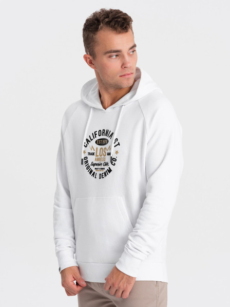 Ombre Clothing Weißer Herren-Kapuzenpullover mit Druck Ombre Clothing