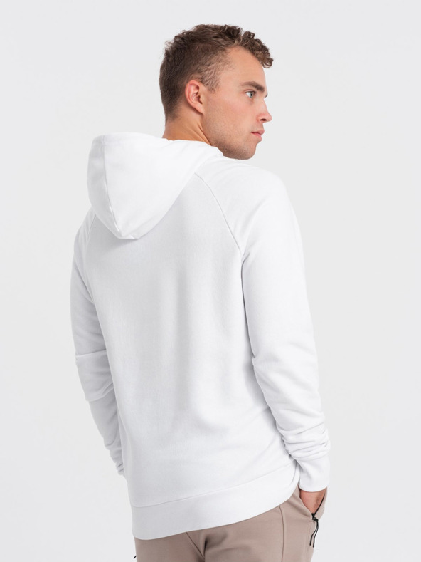 Ombre Clothing Weißer Herren-Kapuzenpullover mit Druck Ombre Clothing