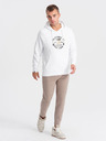 Ombre Clothing Weißer Herren-Kapuzenpullover mit Druck Ombre Clothing