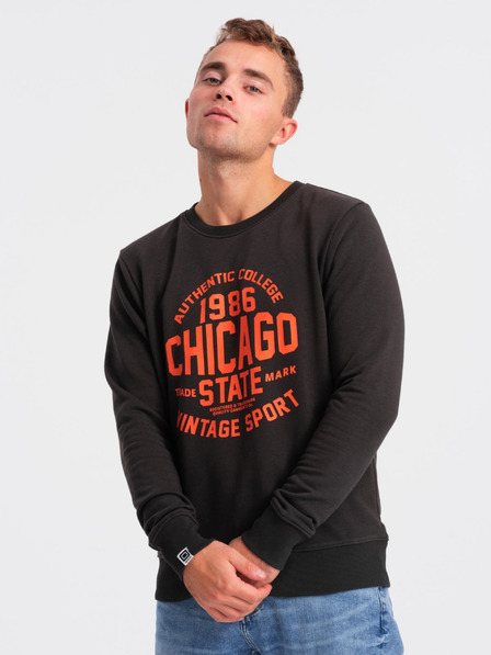 Ombre Clothing Dunkelbraunes bedrucktes Sweatshirt für Männer Ombre Clothing