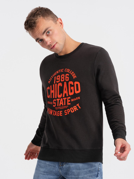 Ombre Clothing Dunkelbraunes bedrucktes Sweatshirt für Männer Ombre Clothing