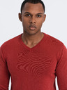 Ombre Clothing Roter Herren-Basispullover mit V-Ausschnitt Ombre Kleidung